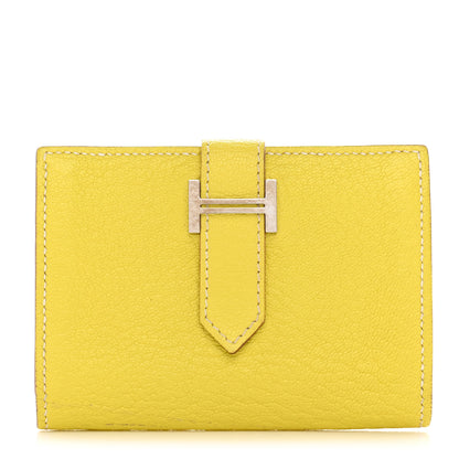 Hermes Chevre Mysore Bearn Card Holder Wallet Lime 1 of 11