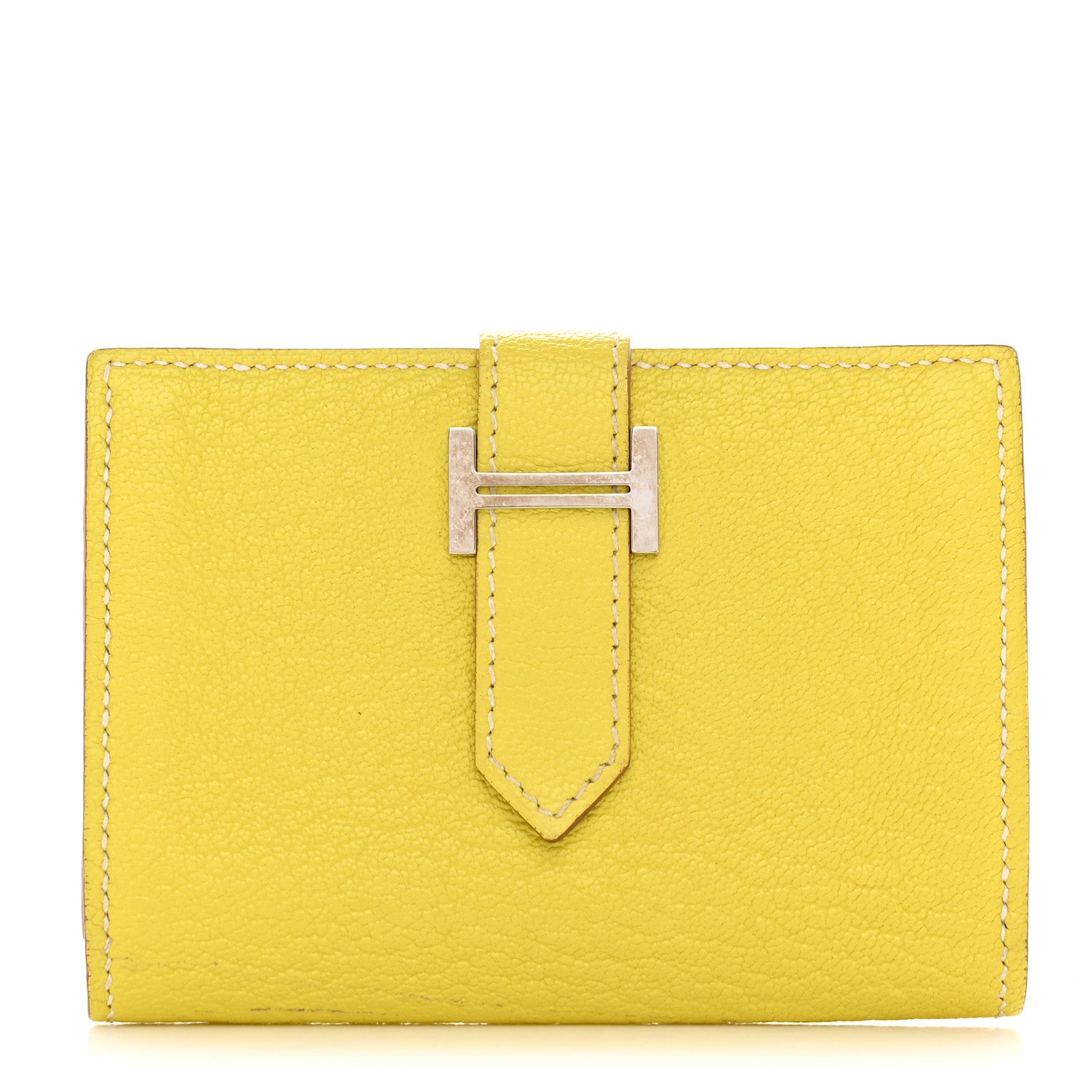 Hermes Chevre Mysore Bearn Card Holder Wallet Lime 1 of 11
