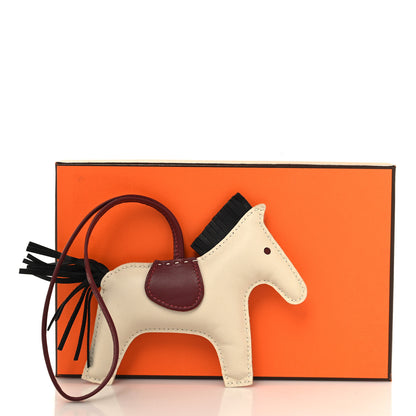 Hermes Milo Lambskin Grigri Rodeo Horse Bag Charm Craie Black Rouge H 4 of 4
