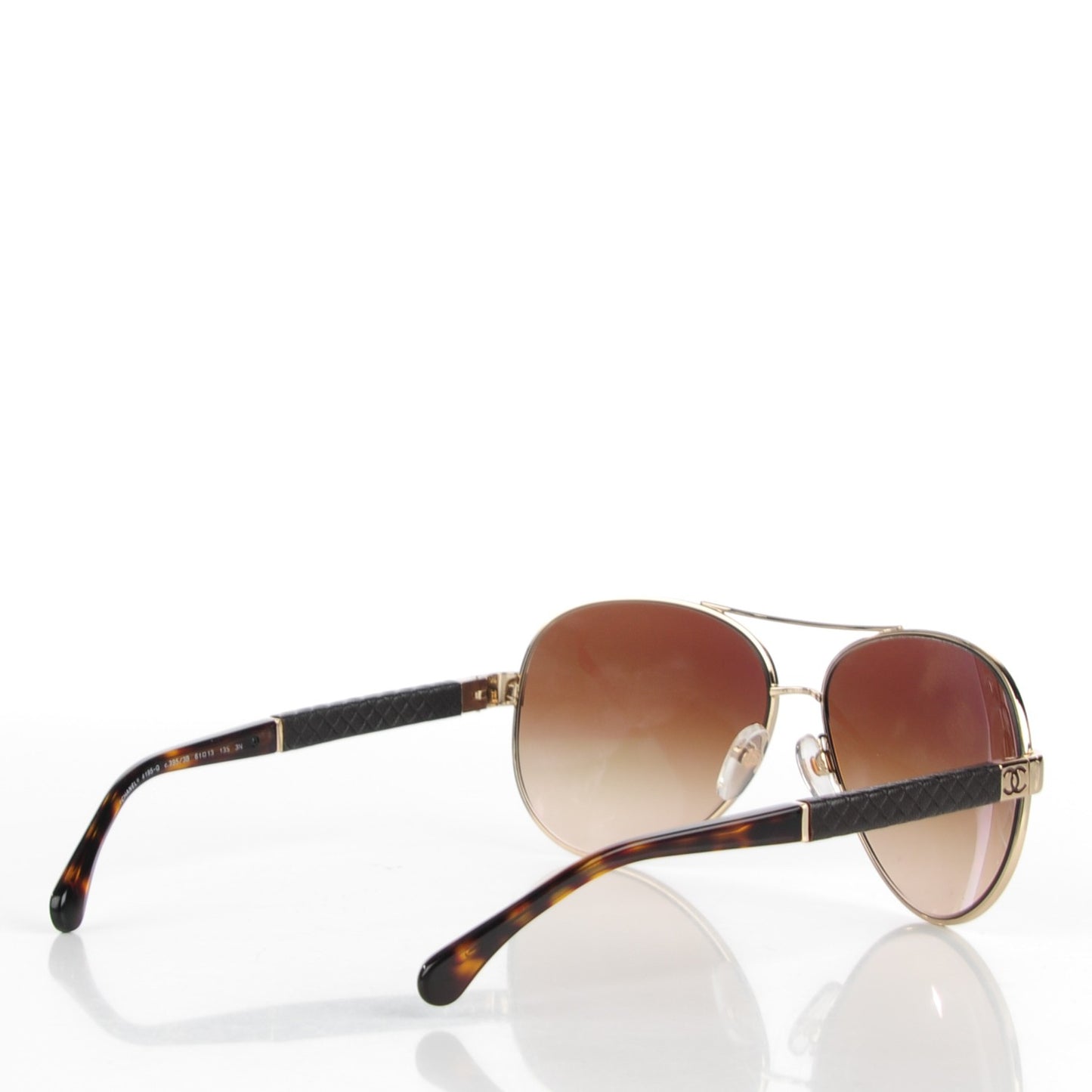 Lambskin Quilted CC Sunglasses 4195-Q Gold Brown