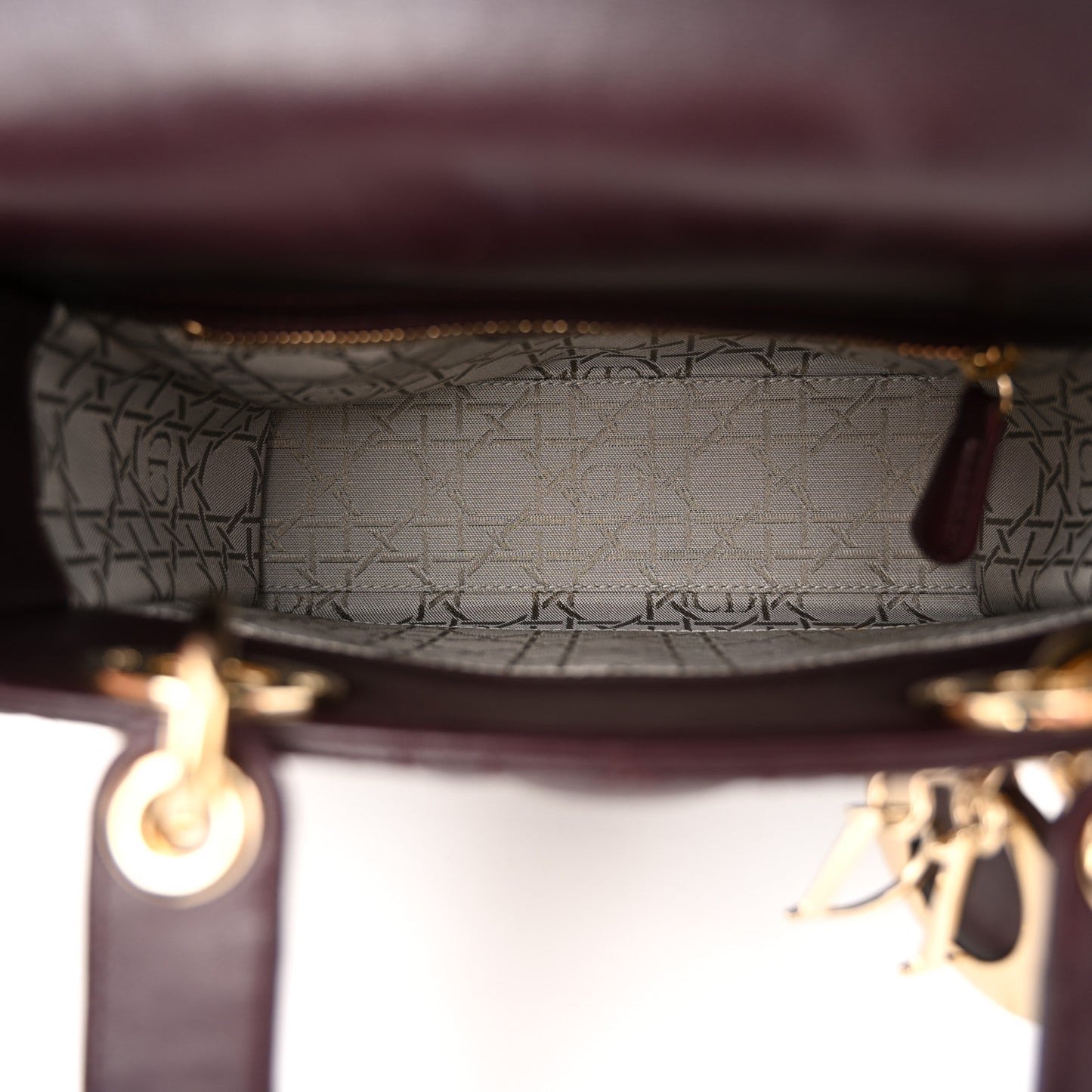 Lambskin Cannage Small Lucky Badges My Lady Dior Burgundy