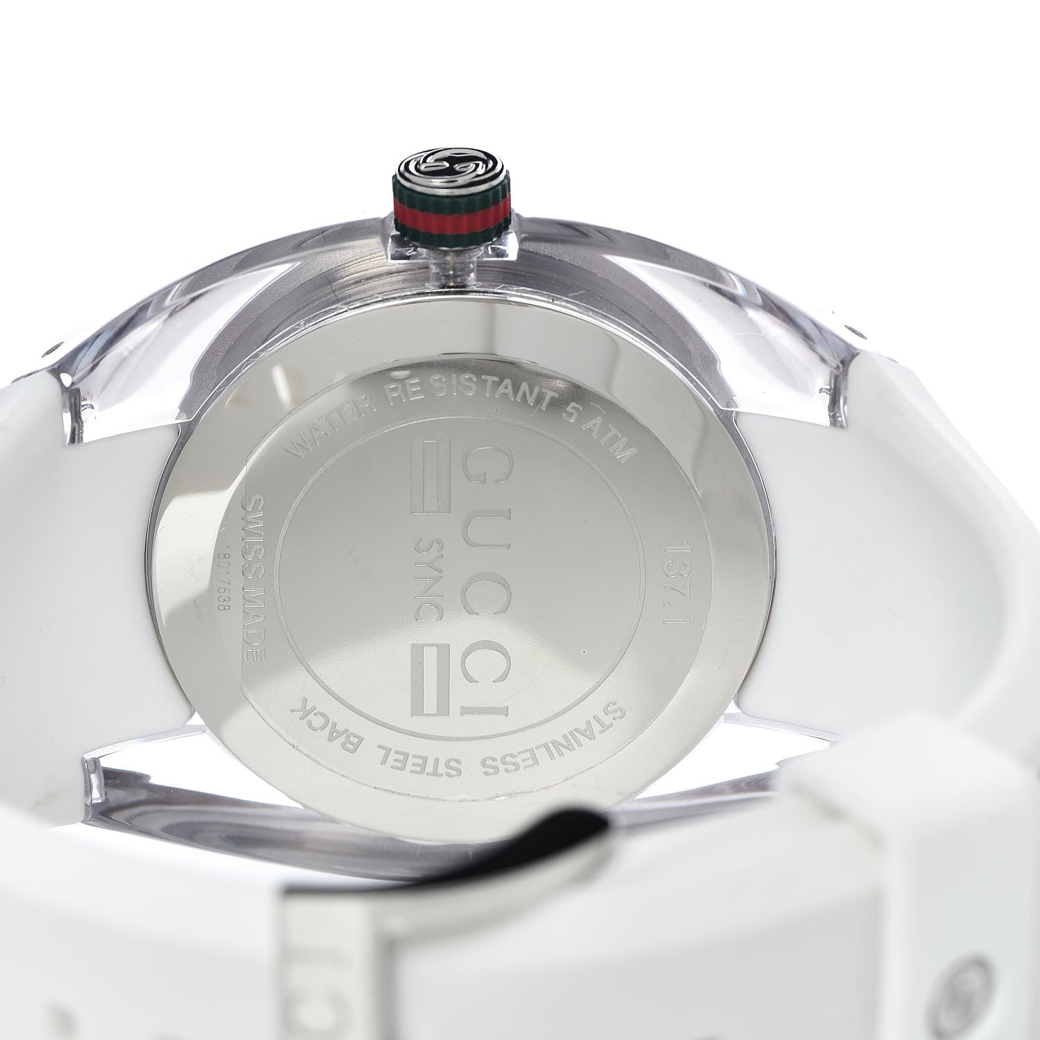 Gucci Stainless Steel Rubber 46mm Sync Web Quartz Watch White 5 of 6