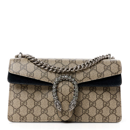 Gucci GG Supreme Monogram Suede Crystal Small Dionysus Shoulder Bag Beige Ebony Black 1 of 14