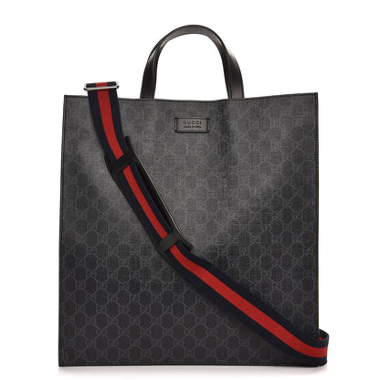 Gucci Soft GG Supreme Monogram Appia Calfskin Web Vertical Tote Black 1 of 9