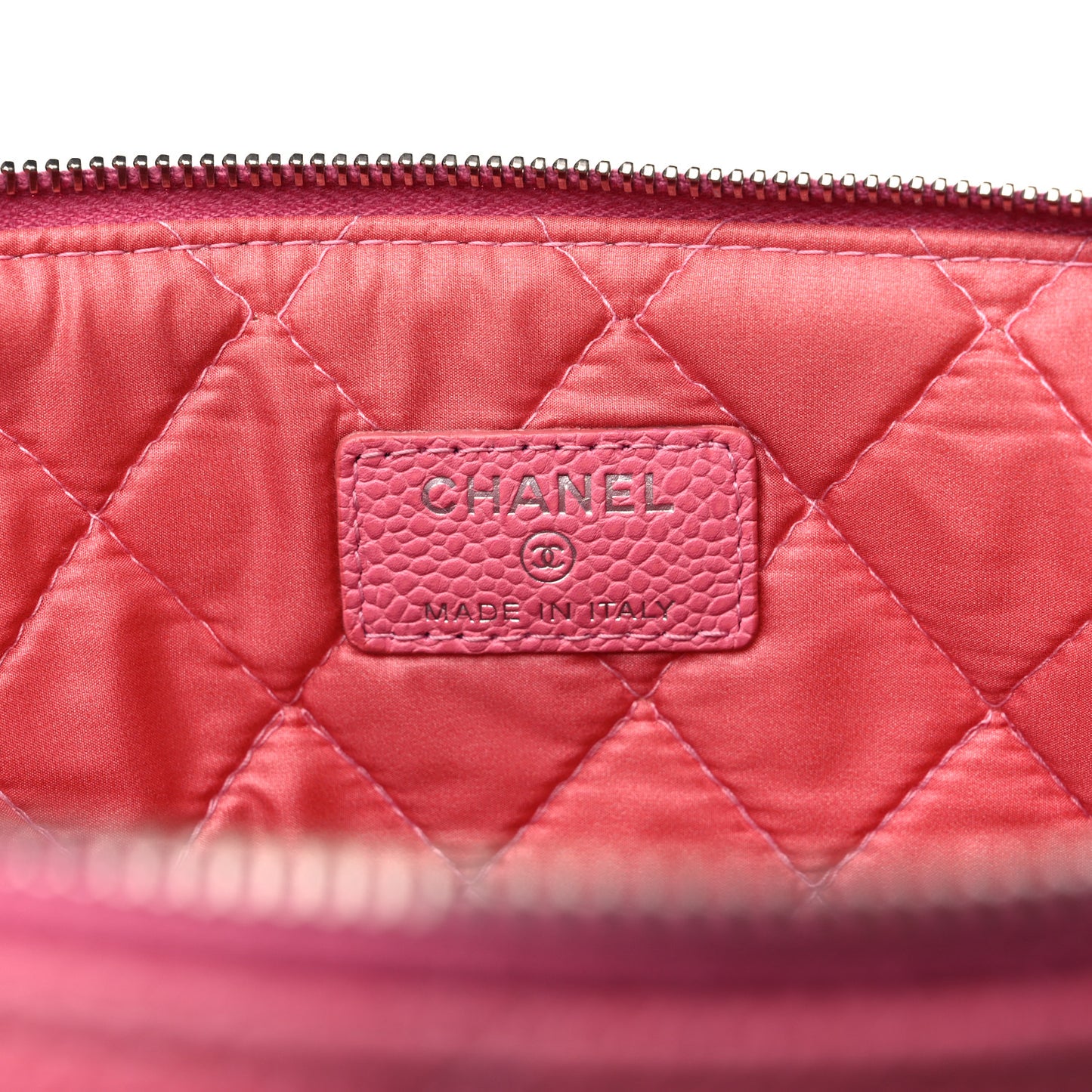 Caviar Quilted Large Cosmetic Case Rose Pink