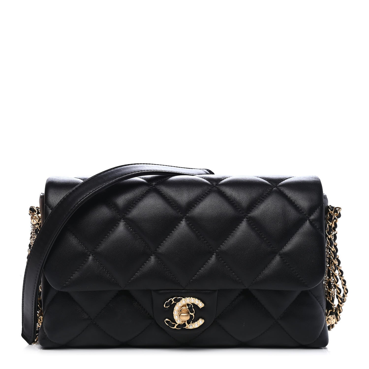 Chanel Lambskin Quilted Crush On Chains Flap Bag Black 1 of 9