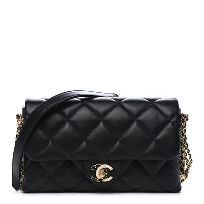 Chanel Lambskin Quilted Crush On Chains Flap Bag Black 1 of 9
