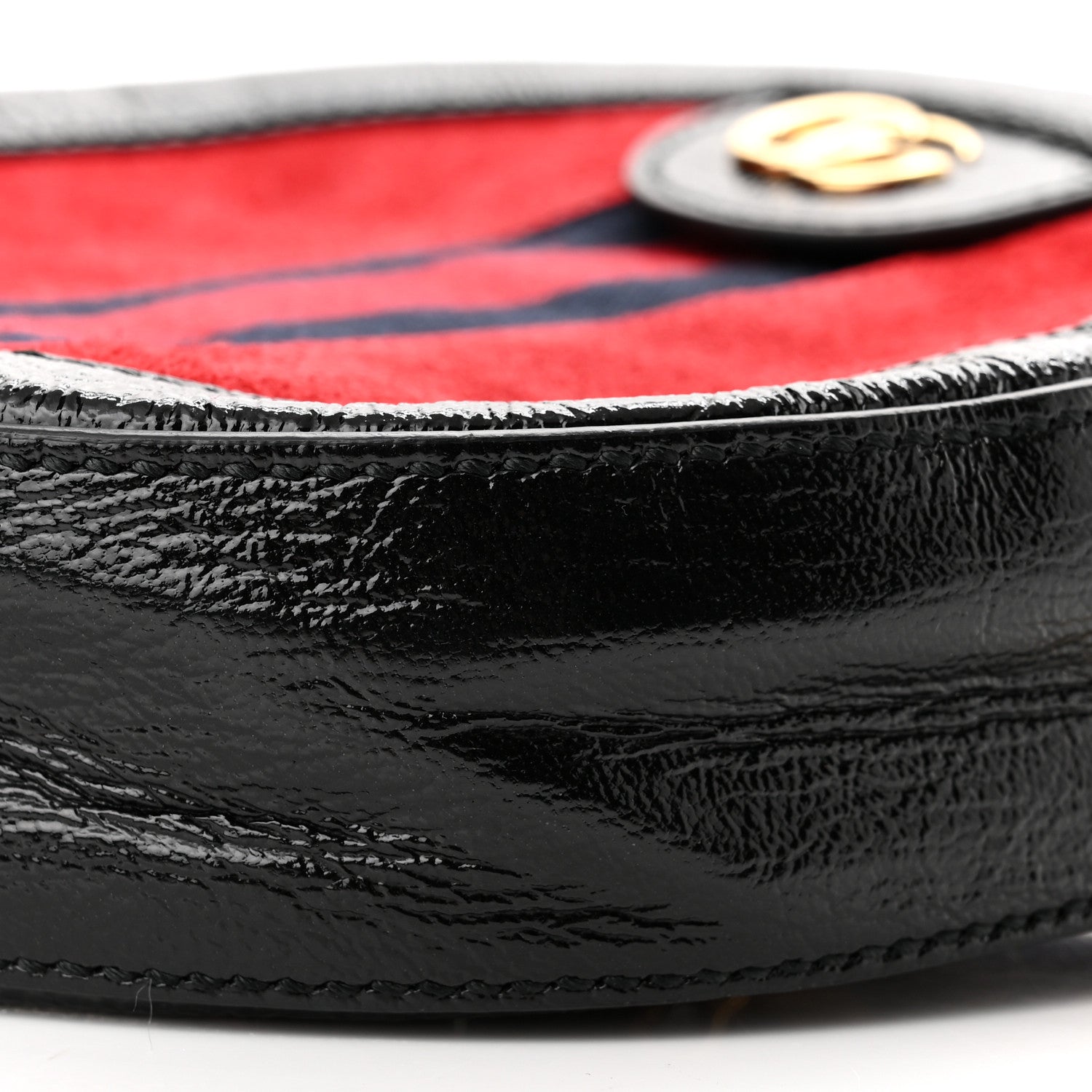 Gucci Suede Patent Web Mini Ophidia Round Shoulder Bag Hibiscus Red Black 10 of 10