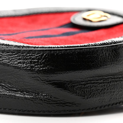 Gucci Suede Patent Web Mini Ophidia Round Shoulder Bag Hibiscus Red Black 10 of 10