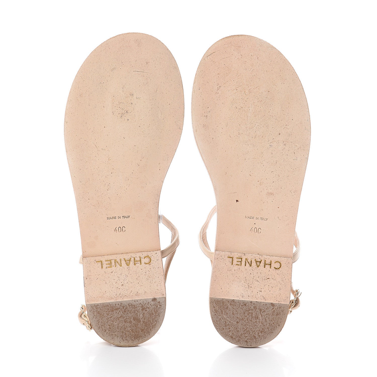 Chanel Lambskin CC Chain Thong Sandals 40 Beige 6 of 6