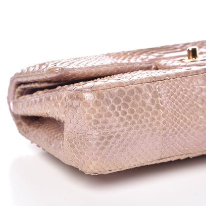 Chanel Metallic Python Medium Double Flap Pink 8 of 9