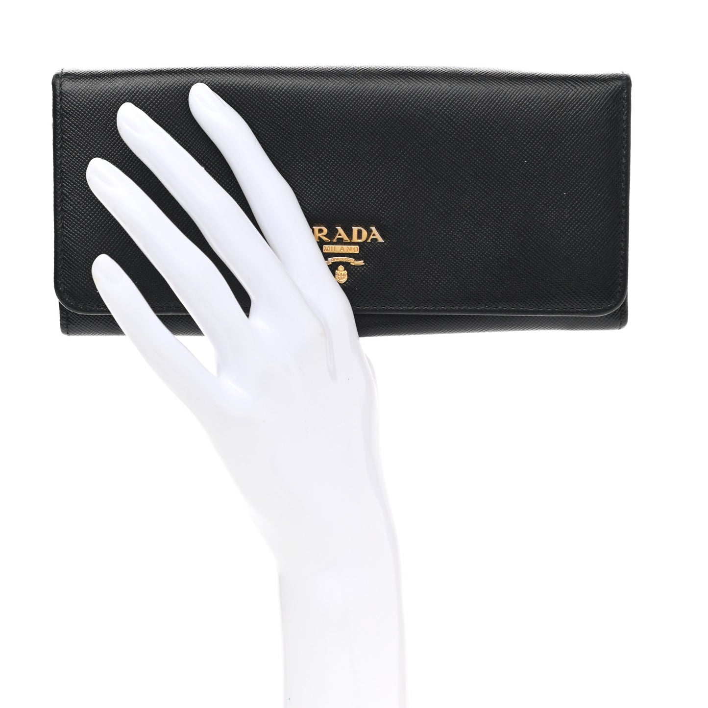 Saffiano Metal Continental Flap Wallet Black