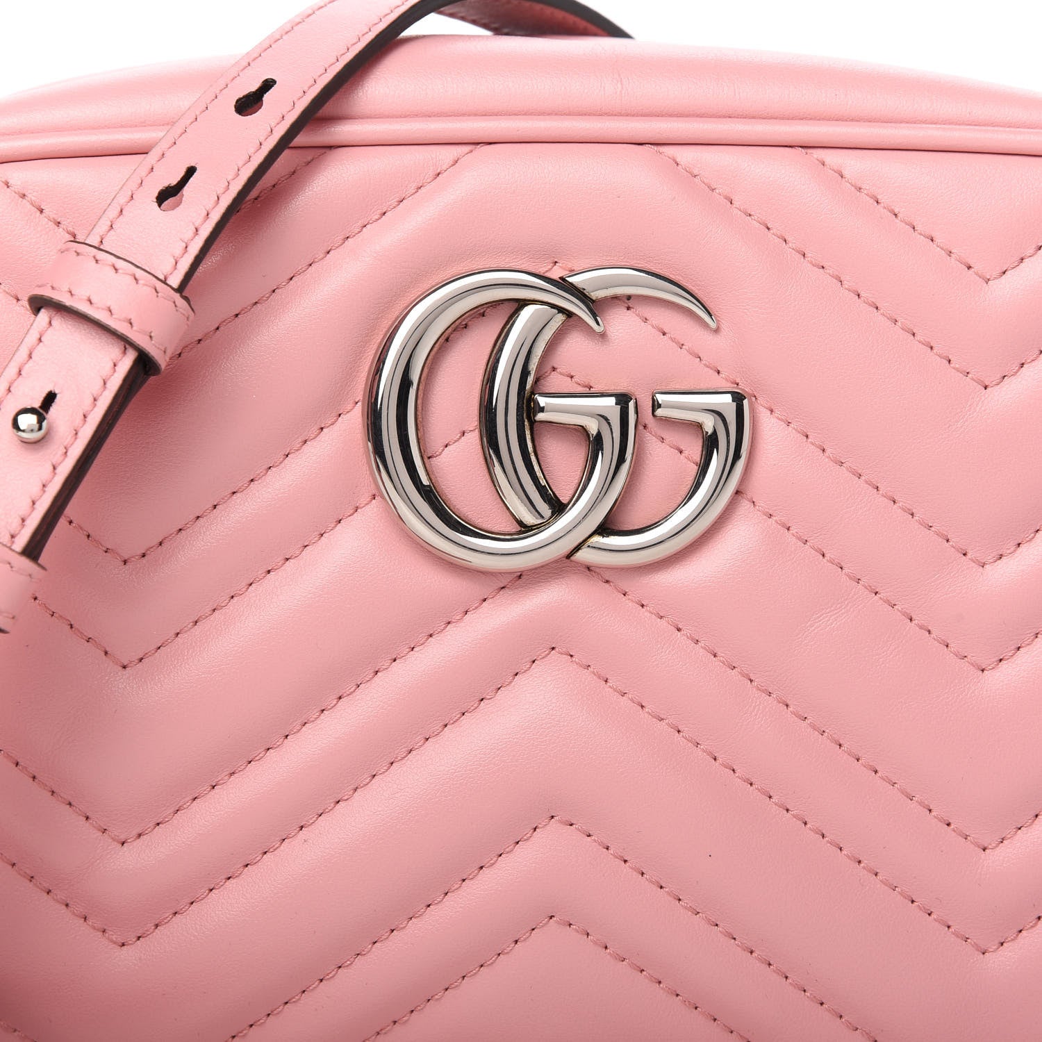 Gucci Calfskin Matelasse Small GG Marmont Chain Shoulder Bag Wild Rose 10 of 10