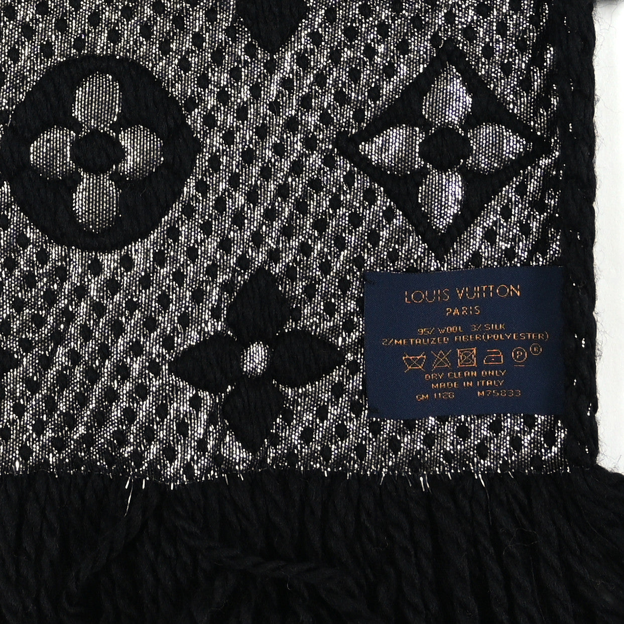 Wool Silk Logomania Shine Scarf Black