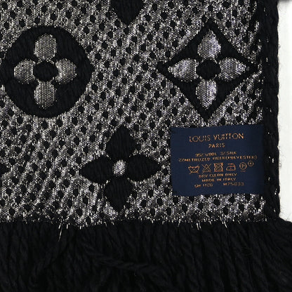 Louis Vuitton Wool Silk Logomania Shine Scarf Black 3 of 3