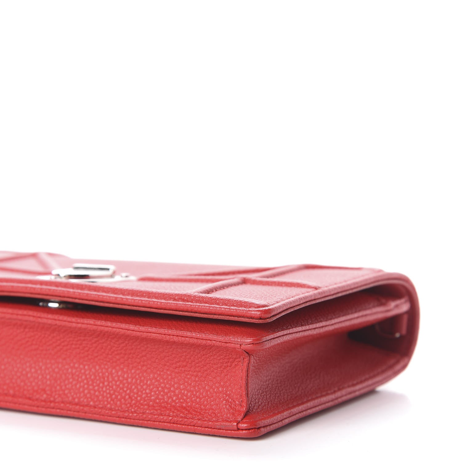Christian Dior Grained Calfskin Diorama Wallet on Chain Pouch Rouge Vif 7 of 14