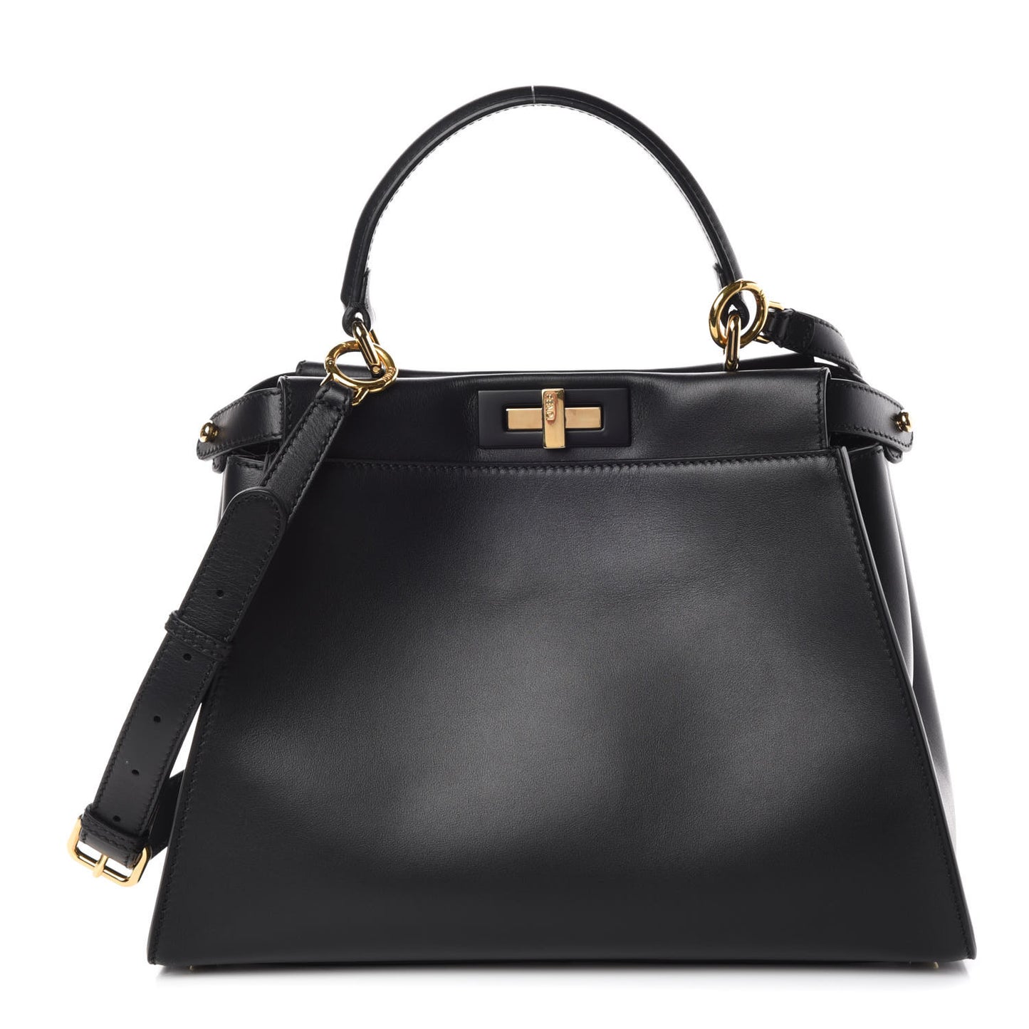 Vitello Seta Shiny Nappa Medium Peekaboo Iconic Satchel Black