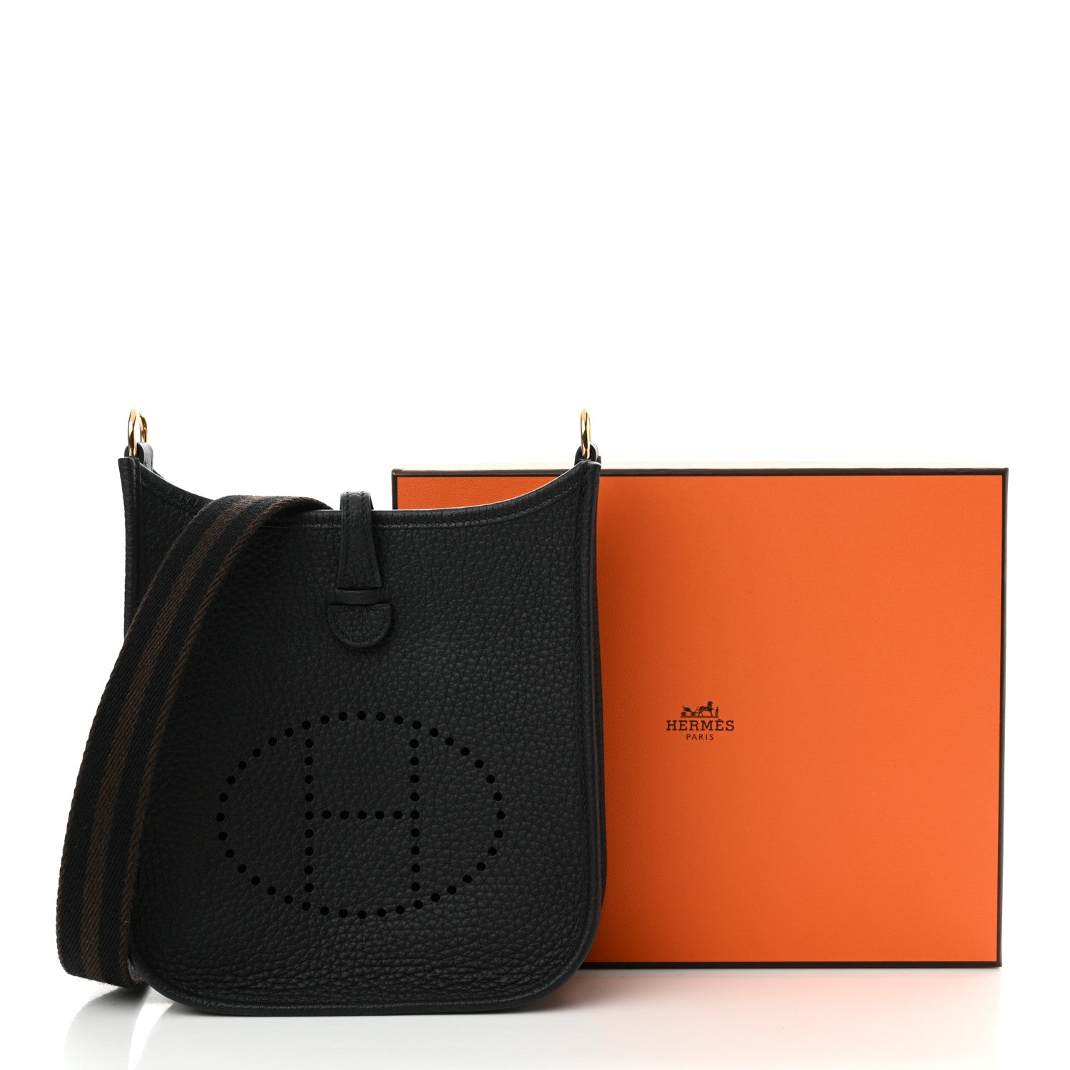 Hermes Taurillon Clemence Amazone Evelyne TPM Black Chocolate 14 of 14