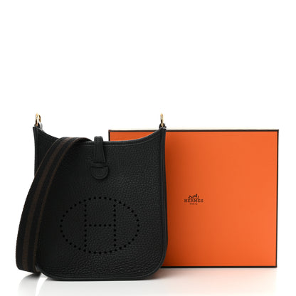 Hermes Taurillon Clemence Amazone Evelyne TPM Black Chocolate 14 of 14
