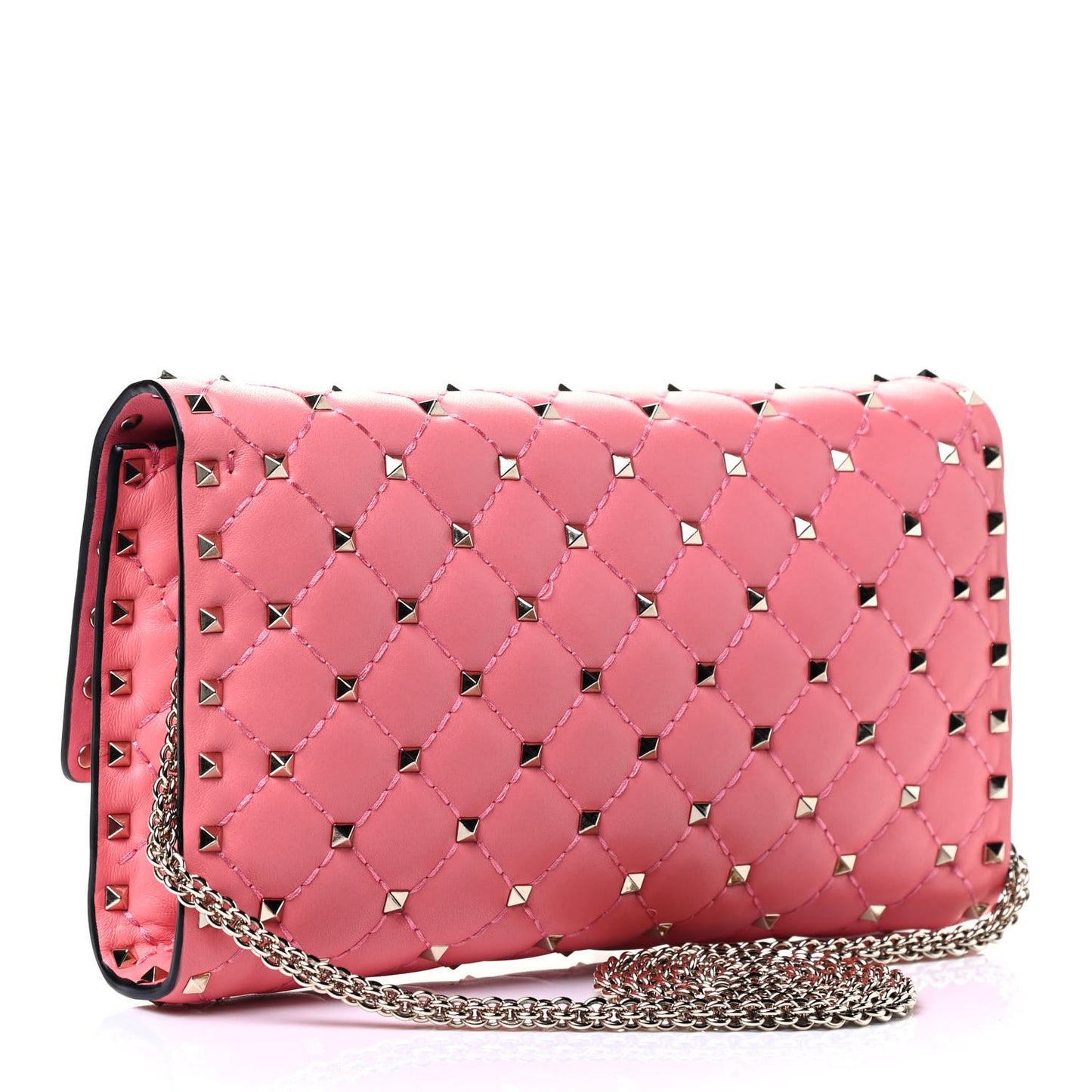 Nappa Rockstud Spike Wallet On Chain Paradise Rose