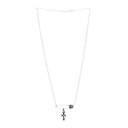 Chrome Hearts Sterling Silver Safety Pin Baby Fat Cross Pendant Necklace 3 of 5