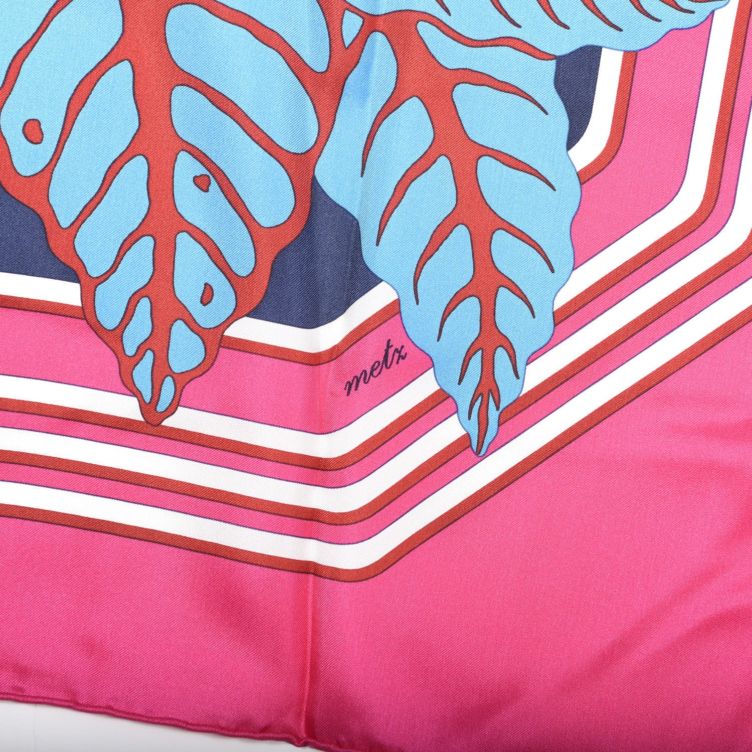 Hermes Silk Les Perroquets 140 Rose Vif Marine Bleu 4 of 6