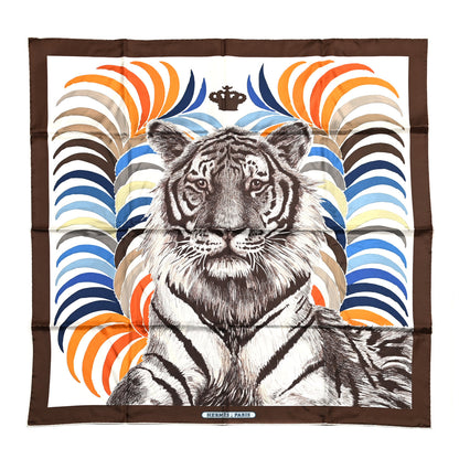 Hermes Silk Tigre Royal Double Face Scarf 90 Marron White Multicolor 1 of 5
