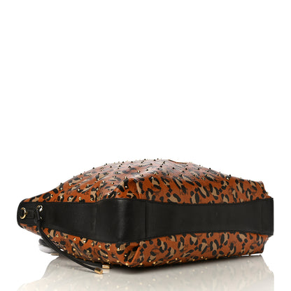 MCM Visetos Leopard Print Large Drawstring Shoulder Bag Cognac 4 of 11