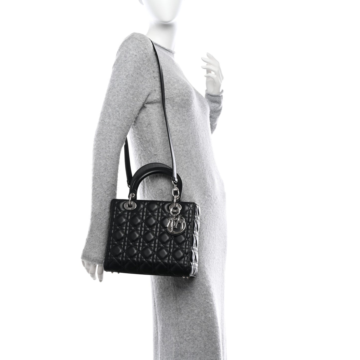 Lambskin Cannage Medium Lady Dior Black