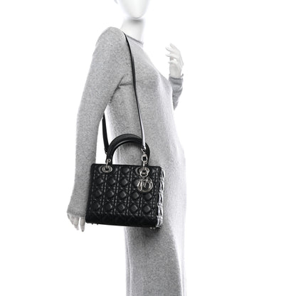 Christian Dior Lambskin Cannage Medium Lady Dior Black 2 of 11