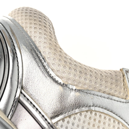Chanel Fabric Laminated Calfskin Stretch CC Womens Sneakers 38.5 White Gold Silver 15 of 15