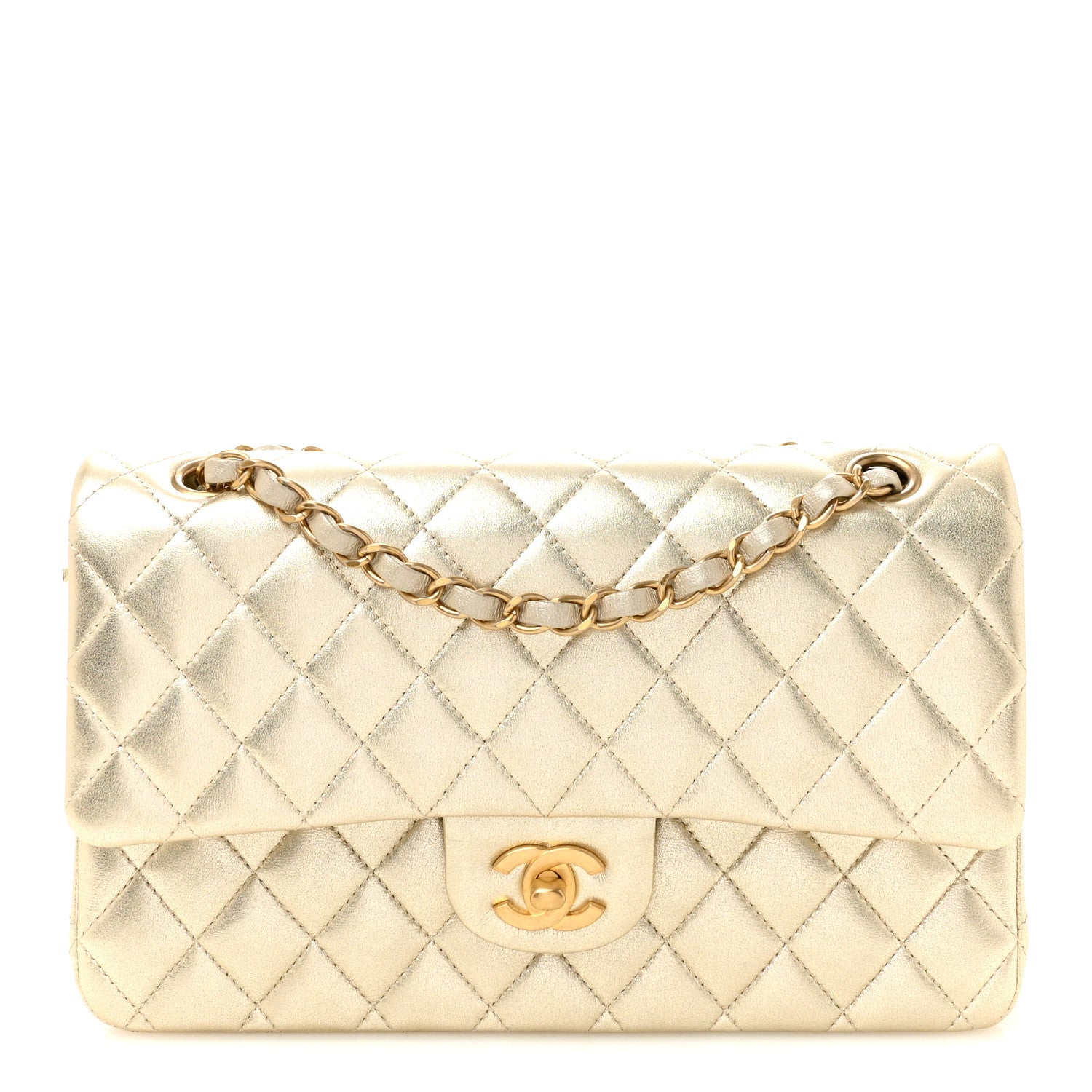 Chanel Metallic Lambskin Quilted Medium Double Flap Gold 1 of 11