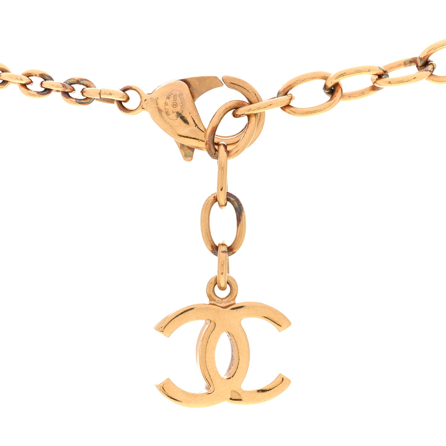Metal Resin CC Handbag Pendant Necklace Gold