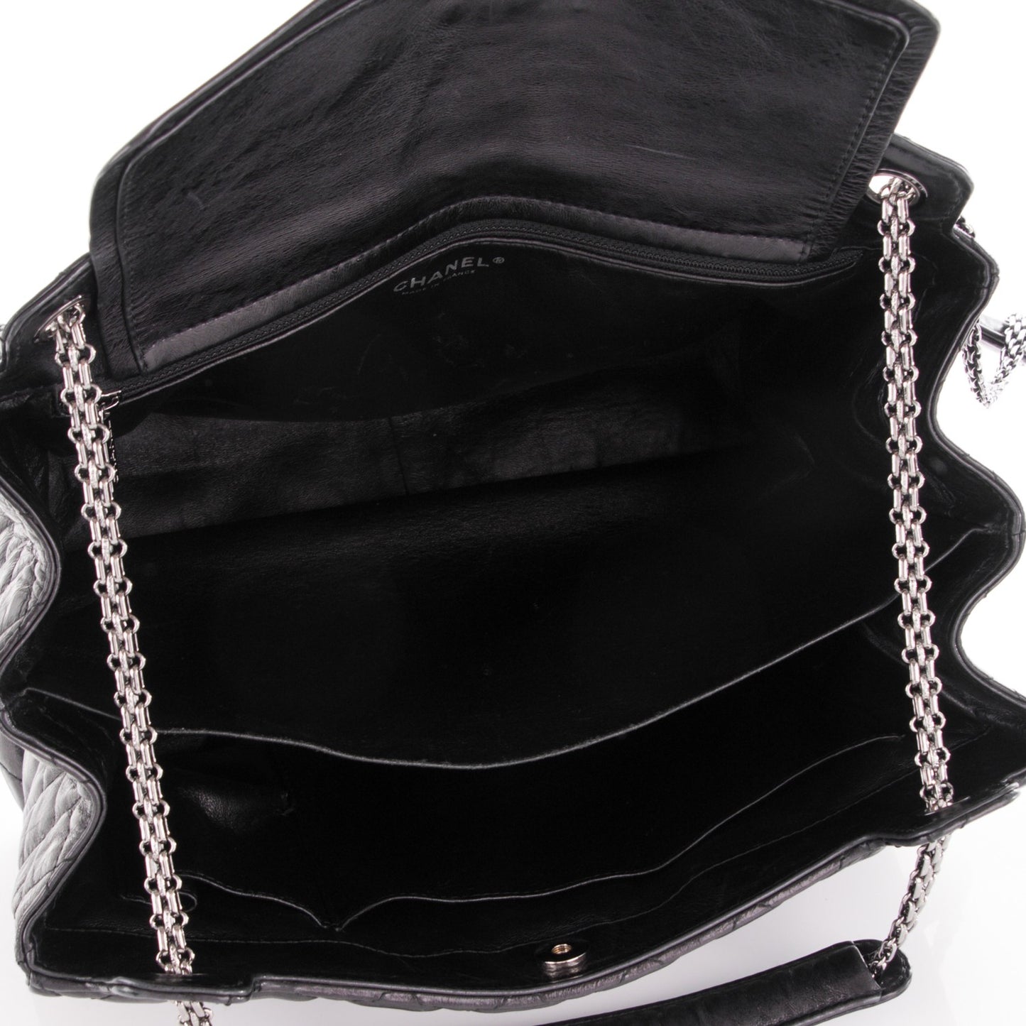 Metallic Calfskin Quilted XL Accordion Reissue Flap Black