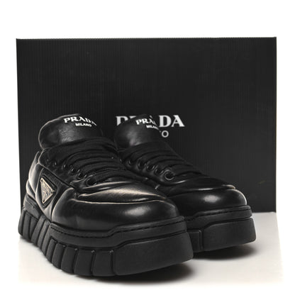 Prada Nappa Soft Metal Triangle Logo Womens Padded 30mm Sneakers 36.5 Black 9 of 9