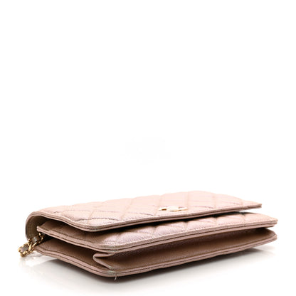 Chanel Iridescent Caviar Quilted Wallet On Chain WOC Beige 5 of 13