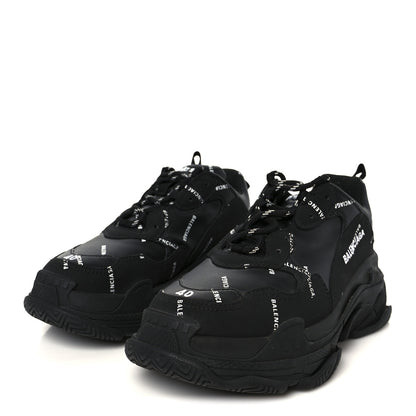 Balenciaga Technical Fabric Allover Logo Womens Triple S Sneakers 37 Black White 4 of 9