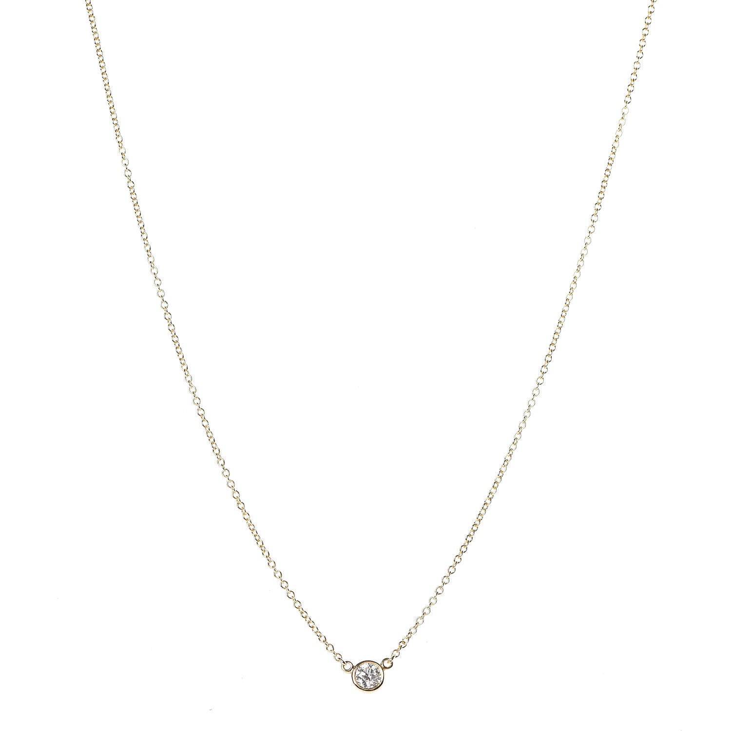 Tiffany 18K Yellow Gold Diamond .14ct Elsa Peretti Diamonds by the Yard Pendant Necklace 1 of 6