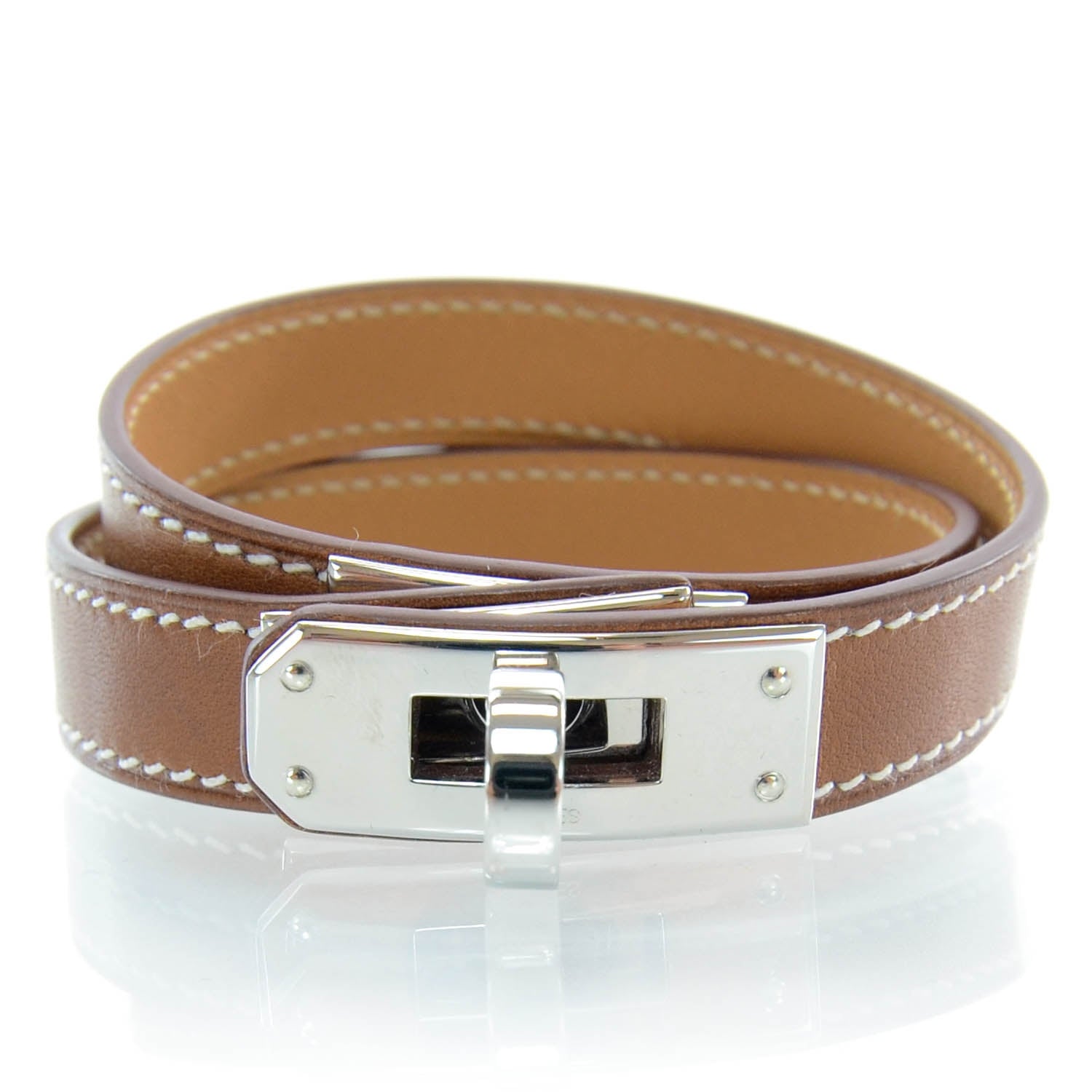 Hermes Natural Barenia Kelly Double Tour Bracelet Medium 1 of 6