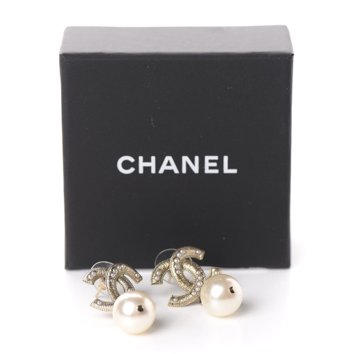 Pearl CC Drop Earrings Gold
