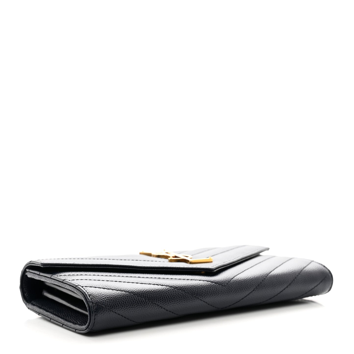 Grain De Poudre Matelasse Chevron Monogram Flap Wallet Deep Marine