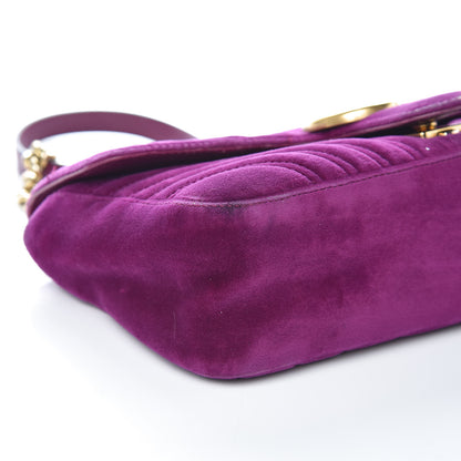 Gucci Velvet Matelasse Small GG Marmont Shoulder Bag Fuchsia Violet Cyclamen 5 of 16