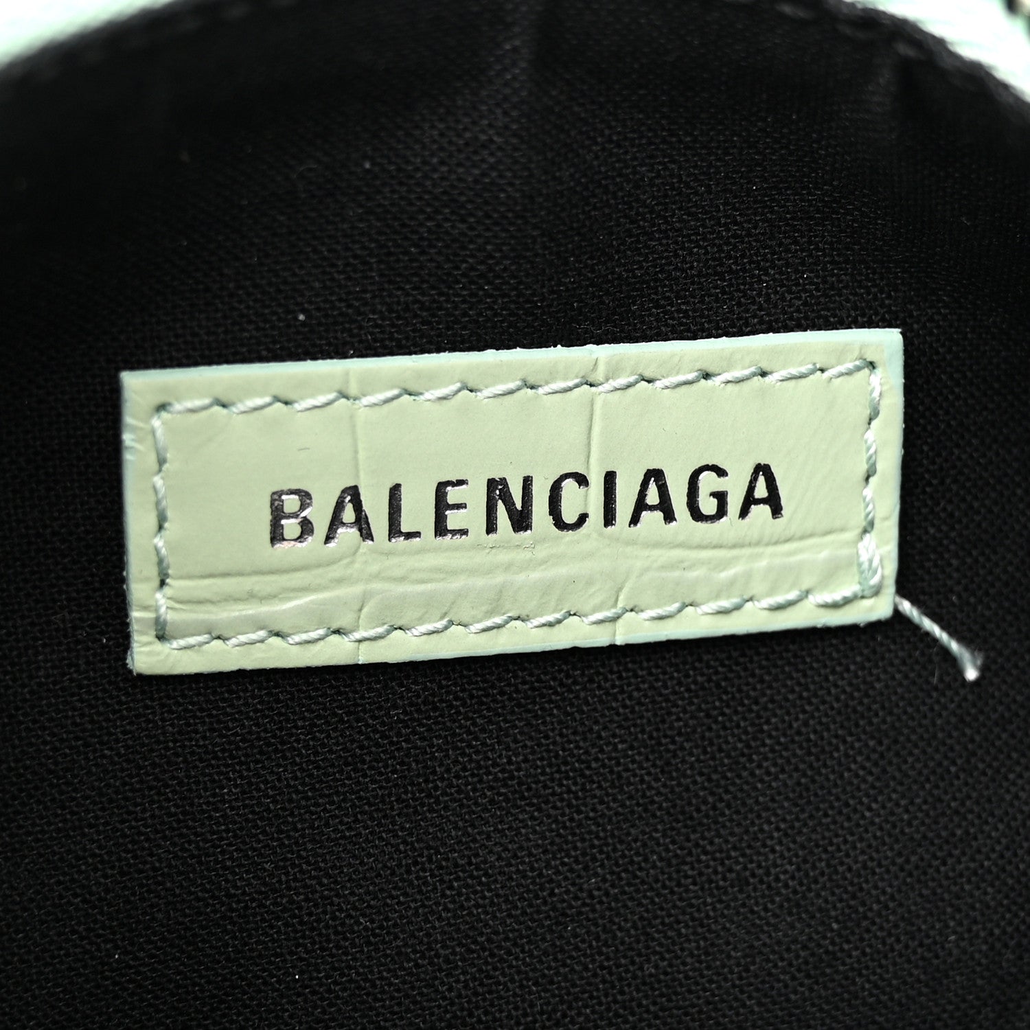 Balenciaga Extra Supple Calfskin Crocodile Embossed Le Cagole Shoulder Bag XS Light Green 6 of 11