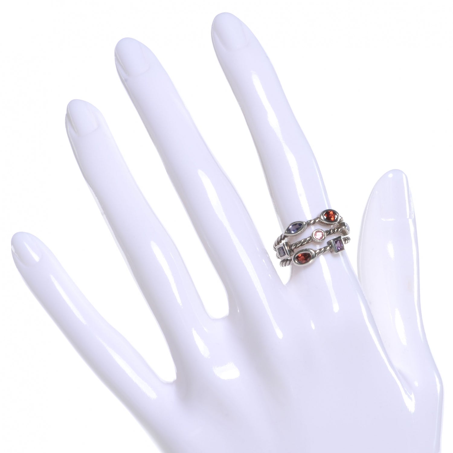David Yurman Sterling Silver Berry Confetti 3 Row Ring 6 2 of 5