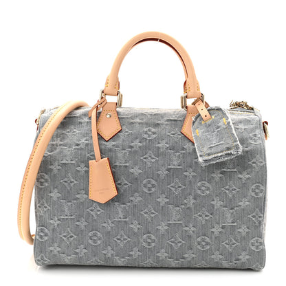 Louis Vuitton Monogram Denim Speedy Soft 30 Washed Gray 1 of 9