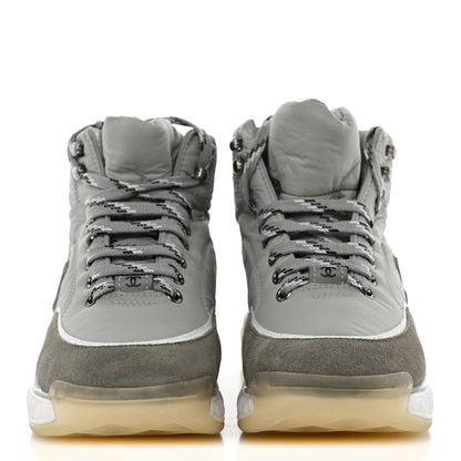 Chanel Fabric Calfskin Suede Womens CC Sneakers 38 Grey 2 of 10
