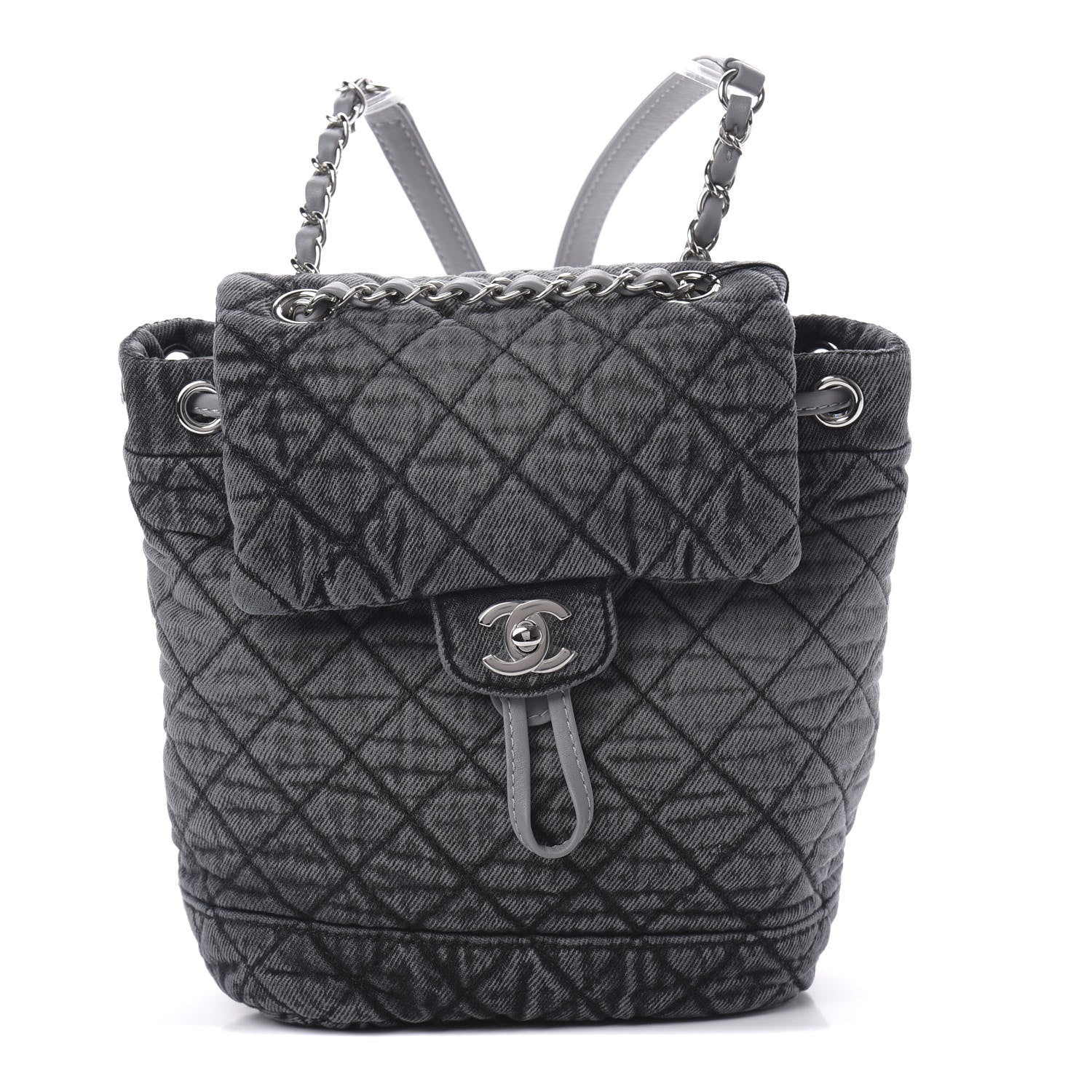 Chanel Washed Denim Quilted Denimpression Backpack Lilac Black 1 of 10