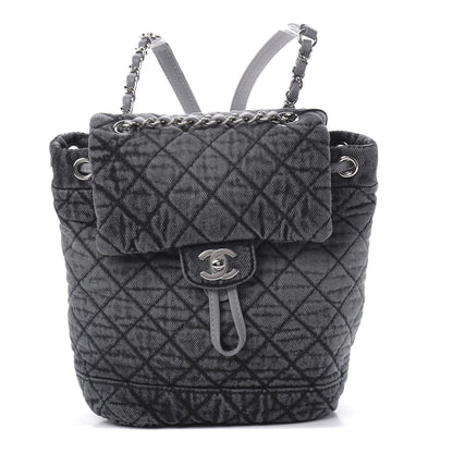 Chanel Washed Denim Quilted Denimpression Backpack Lilac Black 1 of 10