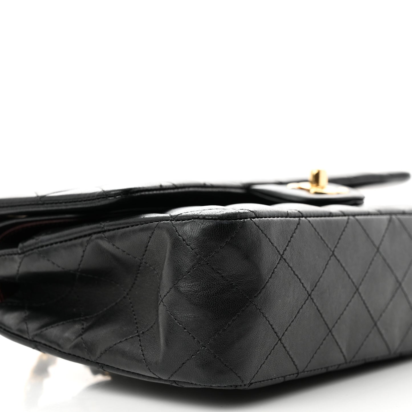 Lambskin Quilted Medium Double Flap Black