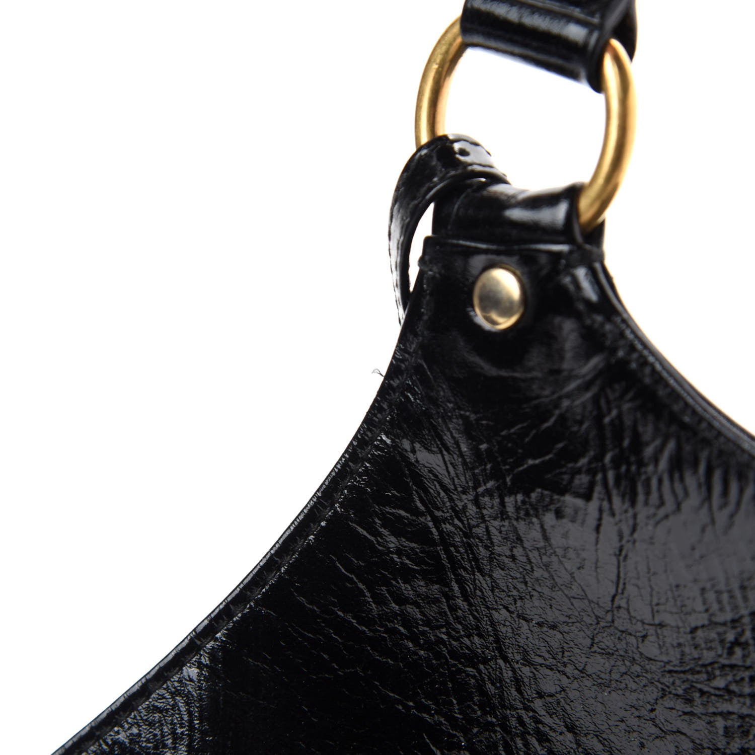 Saint Laurent Patent Crocodile Embossed Tribute Tote Black 10 of 11